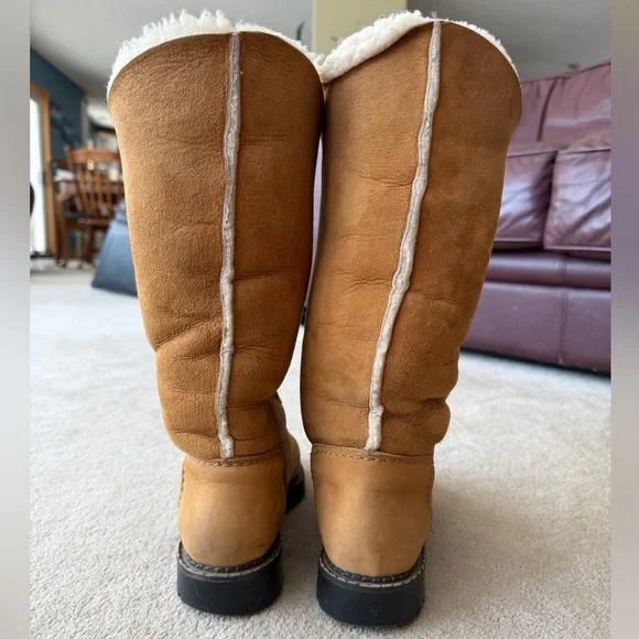 Sorel Women's Tall Tan Suede Shearling-Lined Winter Boots - Picture 2 of 7